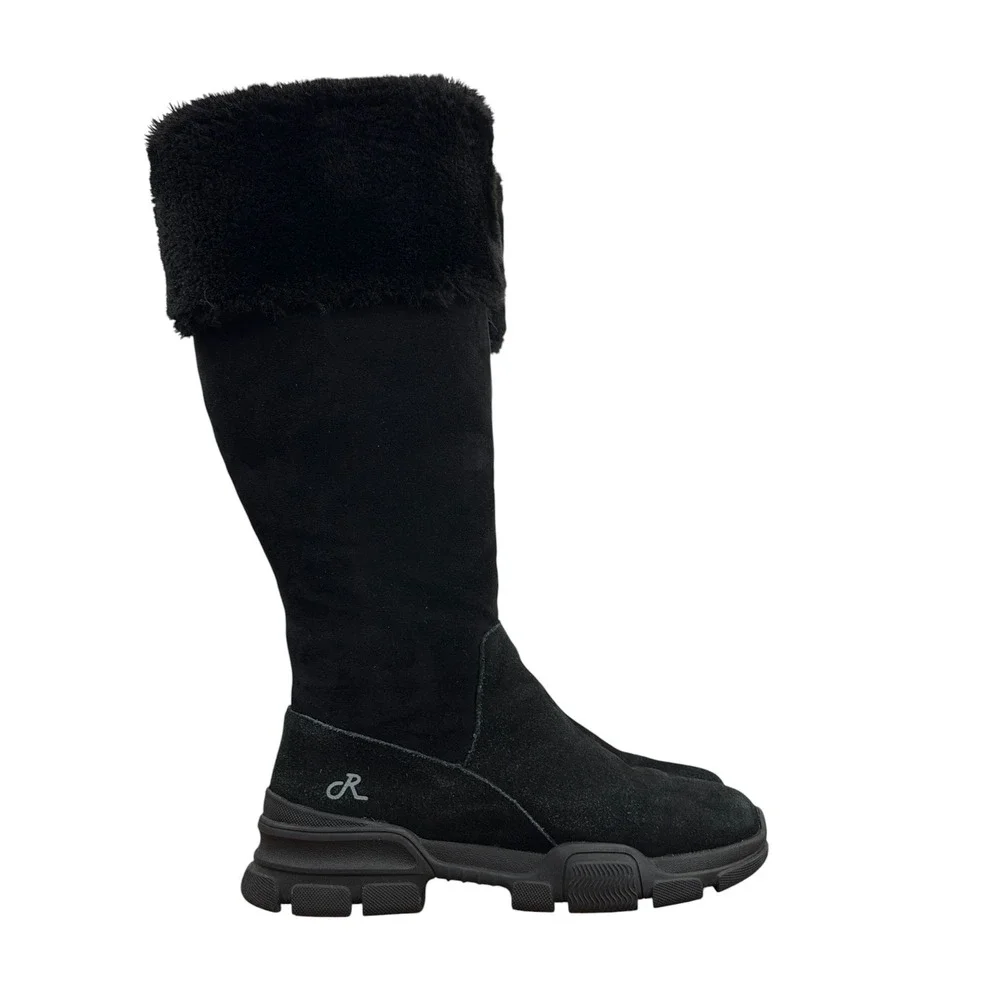 Religious Comfort Stranger Cuff Boot Women SZ 7 Black Waterproof Faux Fur Suede